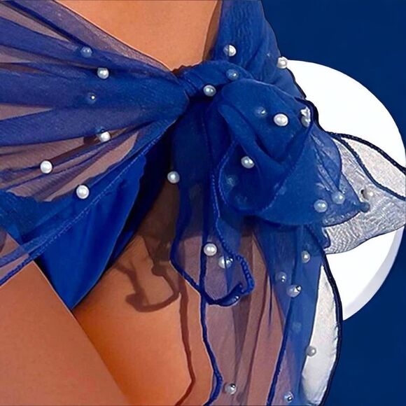 Pearl Embellished l Sheer l OS l Sarong, Wrap, Cover up l 6 Vibrant Colors l New - Picture 5 of 9